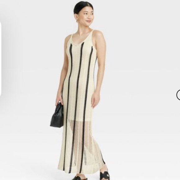 a new day Dresses & Skirts - NEW Women's Open Work Maxi Sundress - A New Day Cream/Black Striped L